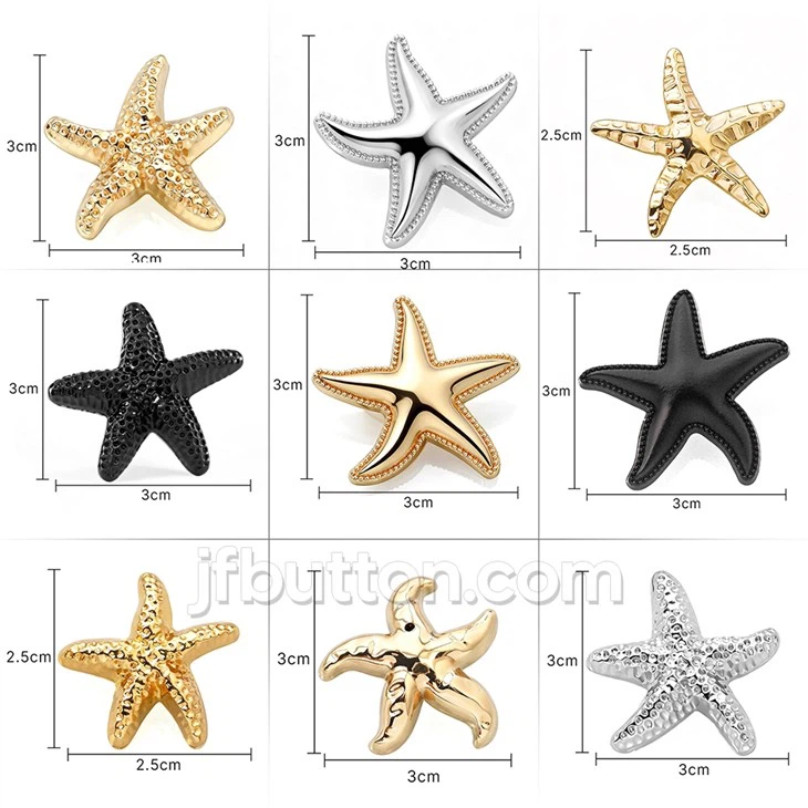 Black Star Shape Buttons With Shank high quality